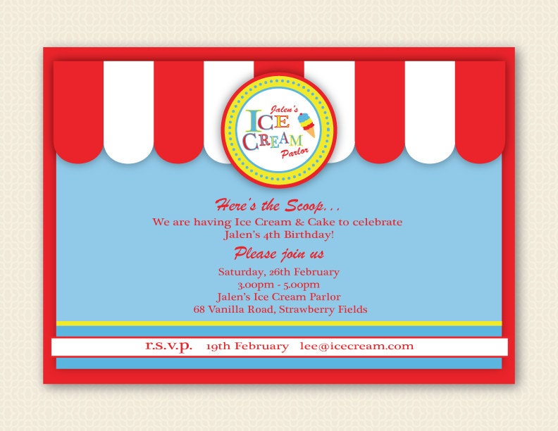 ICE-CREAM Party - INVITATION - Personalized (Printable) Il_570xn