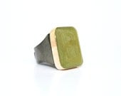 Moss green wood Cocktail Ring eco friendly jewelry reclaimed wood olive green statement ring Starlight Woods wood ring eco friendly - starlightwoods