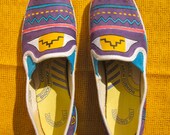 Hand painted southwest style flats - size 5 1/2 womens shoes