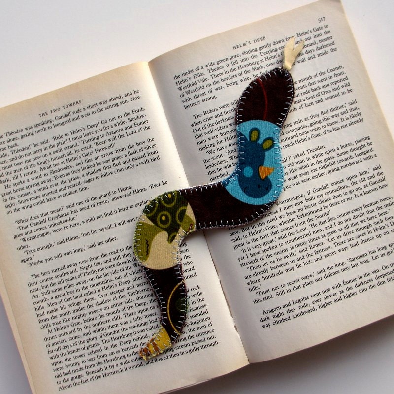 Childrens Bookmark, Snake Bookmark, Fabric Snake