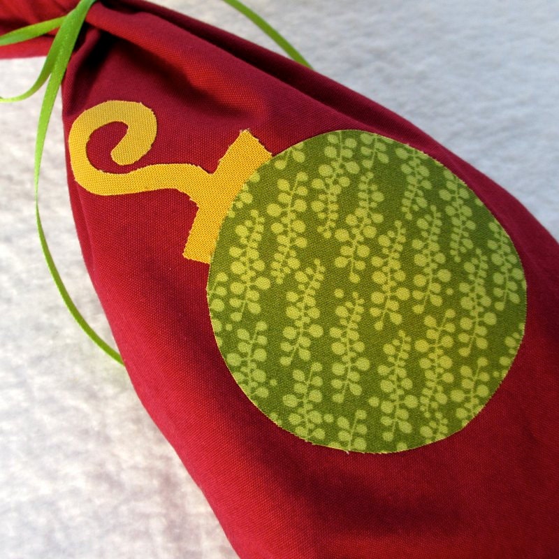 Reusable Gift Bag, Fabric Gift Bag, Christmas