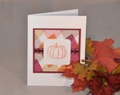 Orange Glitter Pumpkin Handmade Fall Greeting Card