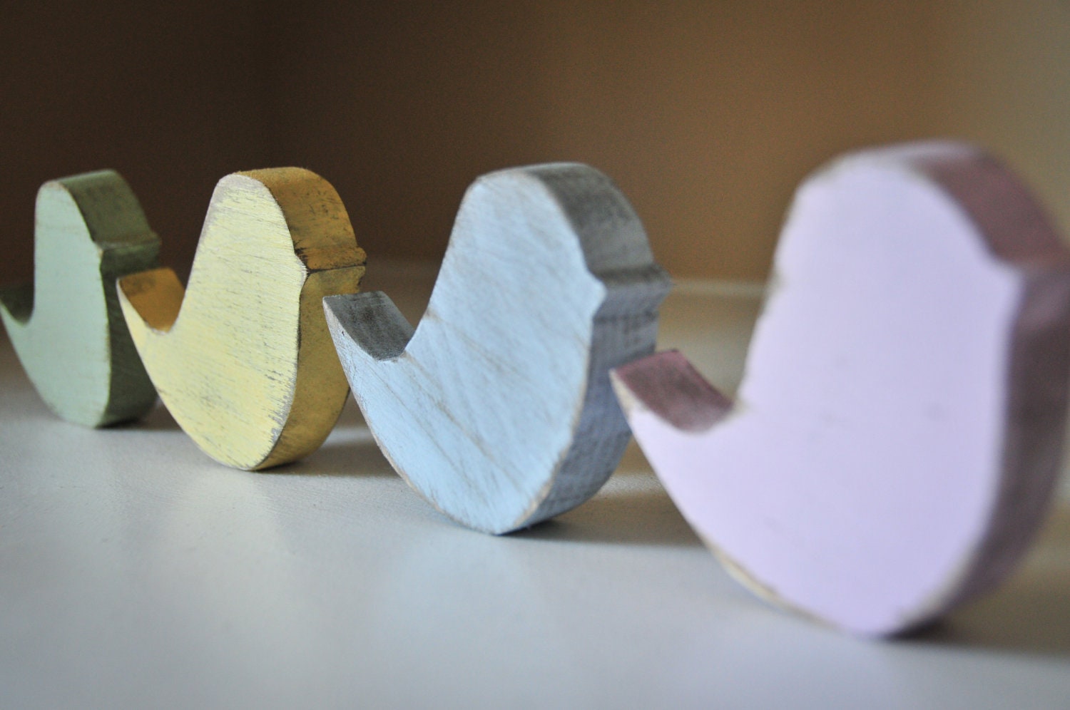 Wood Birds (3 Birds) Shabby Chic Nursery Cottage
