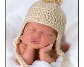 Baby Pom-Pom Hat, Crochet Newborn Beanie, SIZE 0 to 3 months