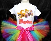 Rainbow Bubble Guppies Tutu Birthday Outfit Costume Tutu and Top Included