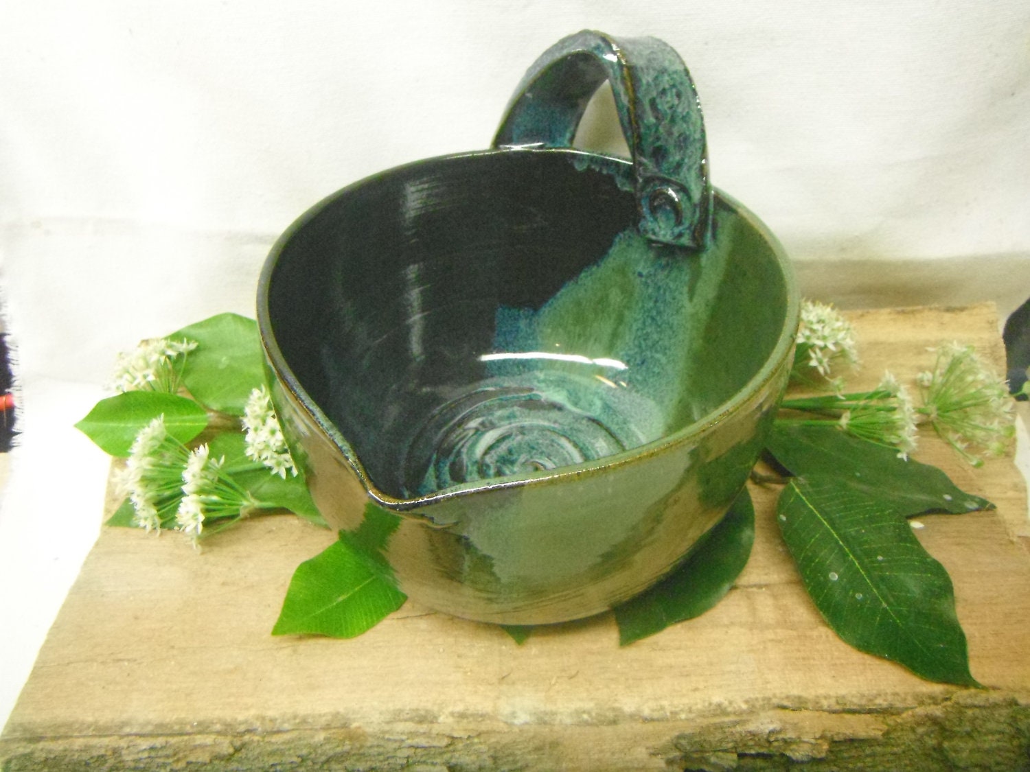 Batter Bowl - Medium Mix Bowl with Handle - Monet Blue Green