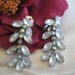 Blue Moonstone Rhinestone Dangle Vintage Earrings