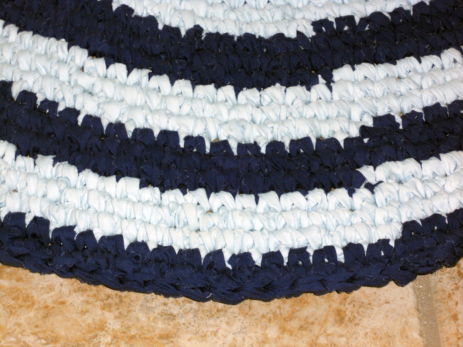 Shades of blue rag rug