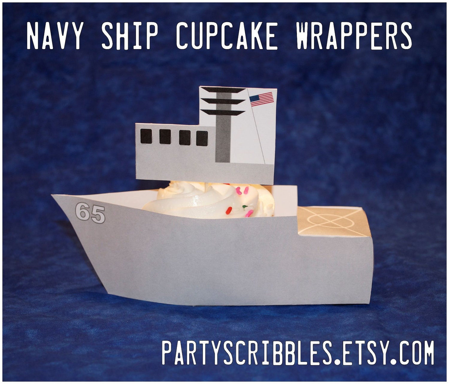Navy Ship Cupcake Wrappers with Bridge Toppers Il_570xn