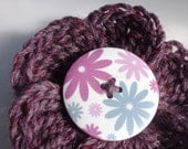 Flower Hair Bobble: purple crocheted flower hair bobble