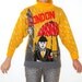 Vintage London Novelty Print Sweater Yellow Big Ben Gent w/ Umbrella Front & Back
