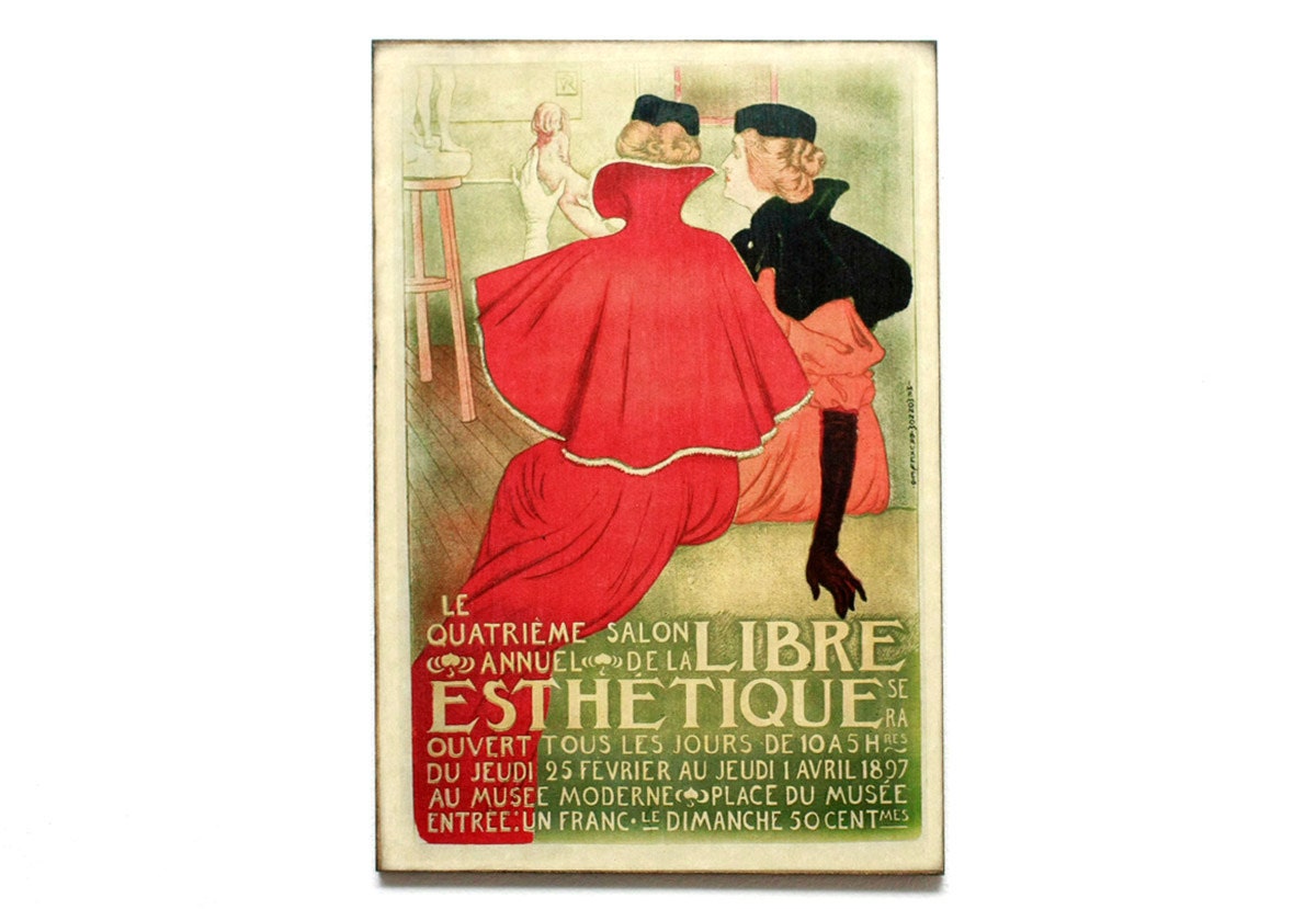 Retro Wood Wall Art 8x12" 20x30 cm, French Table, Paris, Vintage advertising, Wall Hanger, Art Deco Room Decor, Shabby chic, Coffee decor - DejaVuPrintStore