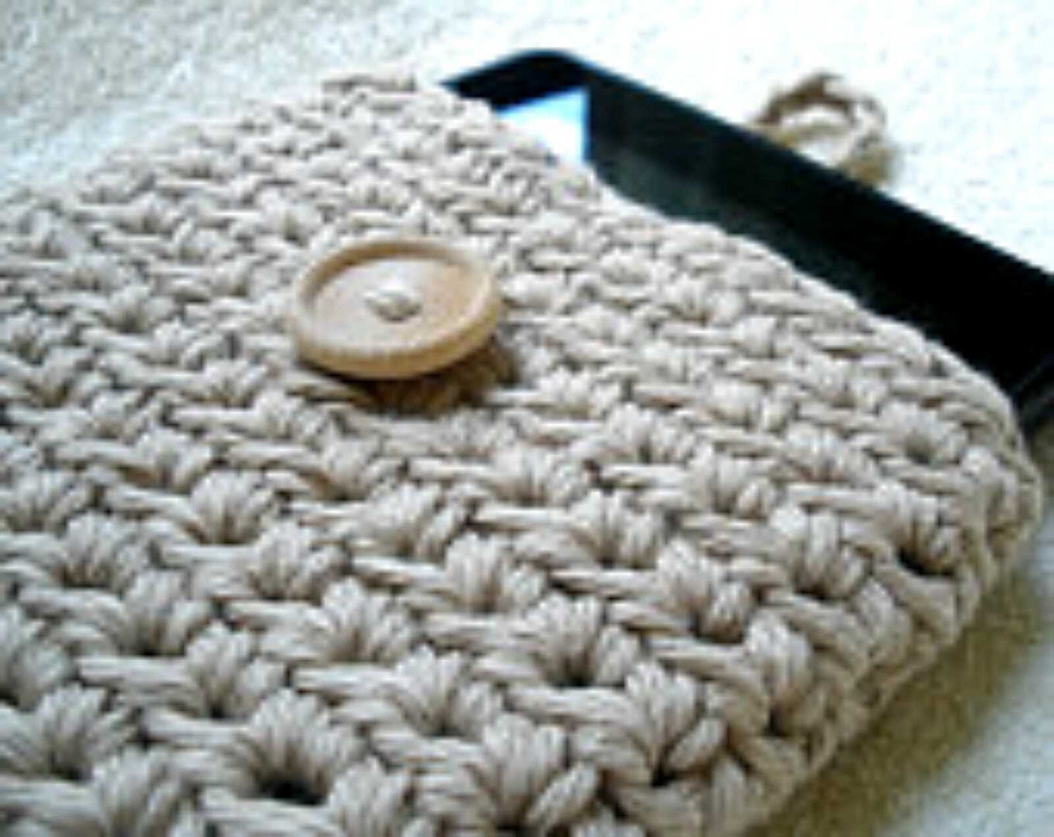 Kindle Fire eReader Cover Sleeve in Taupe Beige 100% Cotton Crochet - Ready-to-ship - TheChickOfAllTrades