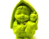 neon figurine, kitschy decor  //  lime green charteuse, mod home decor, planter, vintage, retro, kawaii, pop art, asian pop, kitsch