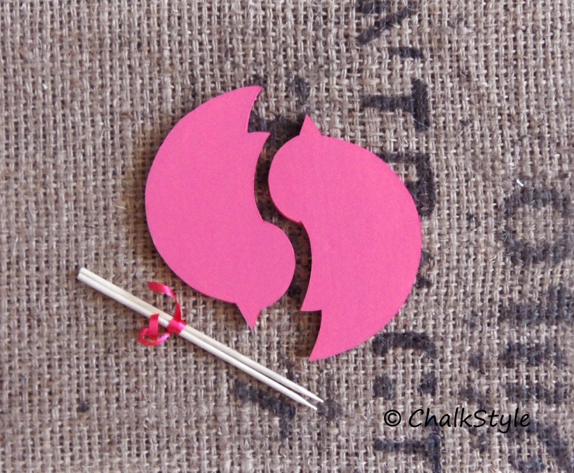 Set of Two Love Birds Pink Chalkboard Cake Topper or Photo Booth Props on a Stick