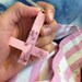 Baby Pink Unicorn Inverted Cross Laser Cut Necklace