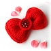 Crochet Red Bow - Brooch Pin Tie Hair Accessory