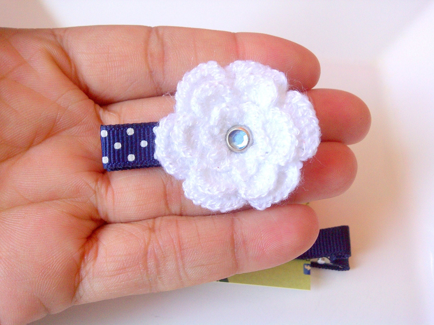 Blue Hair Clip, Flower hair clip, Baby girl hair accessories, Crochet hair clip, Baby girl hair accessories, Baby hair clip for infant girl