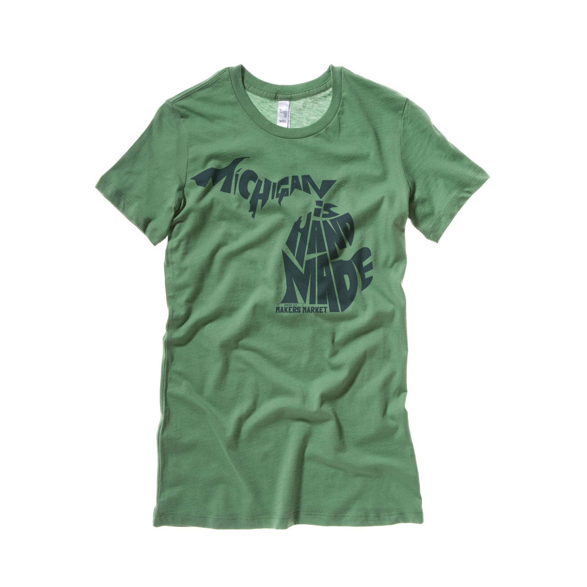 MEDIUM womens Traverse City Makers Market tshirt (GREEN)