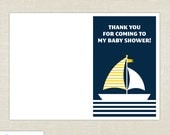 Nautical Baby Shower Thank You Note - First Birthday - Printable Party - Sail Boat - Navy - Yellow - Red - Stationery - DIY Printable Il_170x135