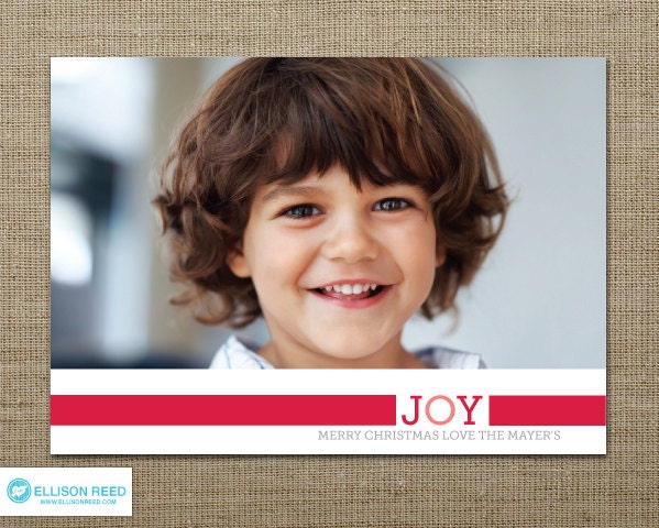 Christmas Photo Card - Christmas Card - Christmas Printable - Holiday Card - joy - green - red - blue - Kids - Joy - DIY Printable Il_570xn