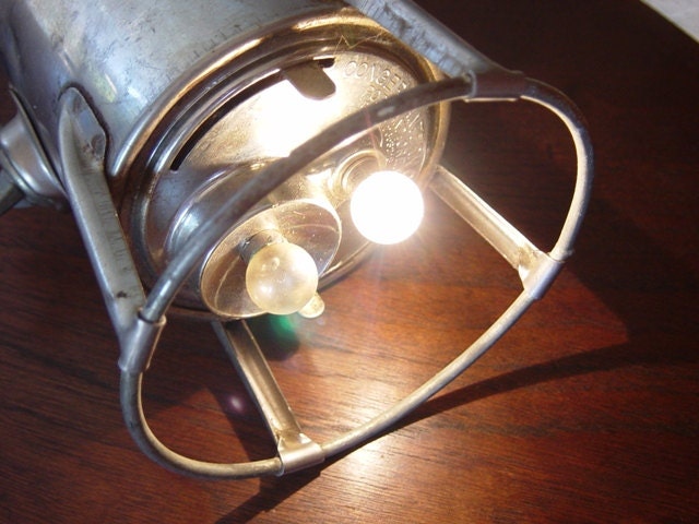 Antique Hand-Held Railroad Lantern, Working, Battery Powered, Vintage Lamp, Steampunk, Torch, Mary Poppins Vintage