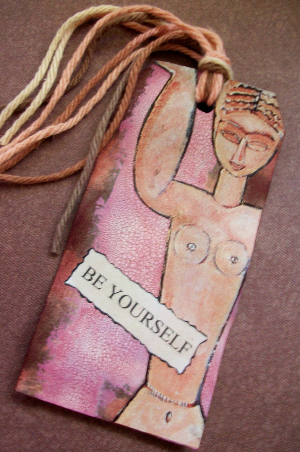 OOAK Art Collage Tag / Bookmark "Be Yourself"