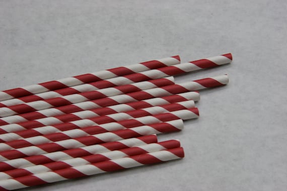 Red Striped Paper Straw, Pack of 50, Fourth of July, Valentine's Day Il_570xn