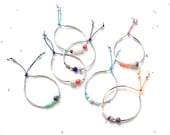 PICK 3 Colorful Stacking Bangles: silver or gold beaded elastic tube bracelets / colorblock geometric mixed-media jewelry