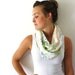 Up-cycled Floral Circle Scarf - Pastel Flowers - Winter Fashion Accessory - Floral Infinity Scarf - Loop Scarf- White Scarf