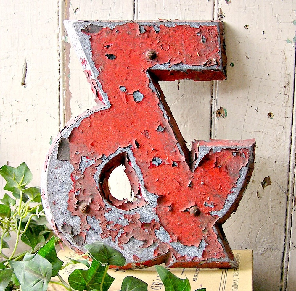 vintage metal ampersand, industrial &, other letters available