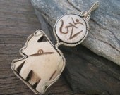 Bone Elephant and Om Wire Wrapped Pendant