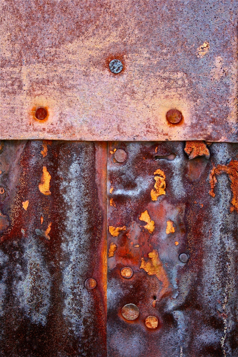 Abstract Fine Art Photography Industrial Rust, Held Together 8x12