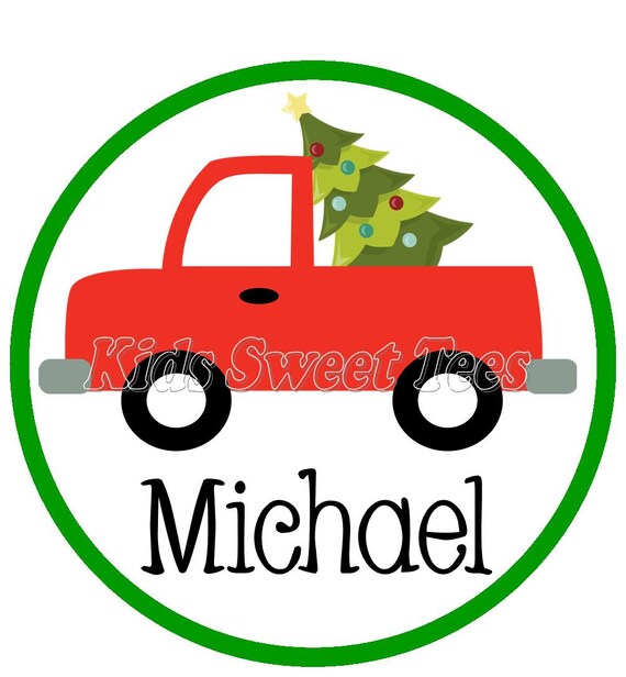 Christmas truck with tree - personalized - digital image - Christmas Il_570xn
