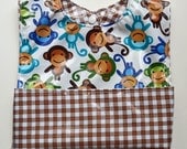 Wipeable Pocket Bib - Brown Monkeys