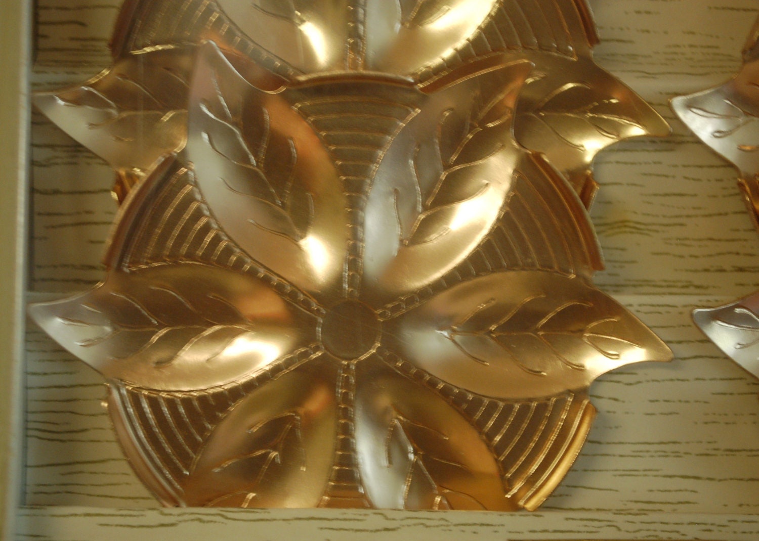 Retro 1960s Barware Mad Men Style Gold Aluminum Coasters New in Package Vintage Cocktail Bar Flower Pattern Unusual
