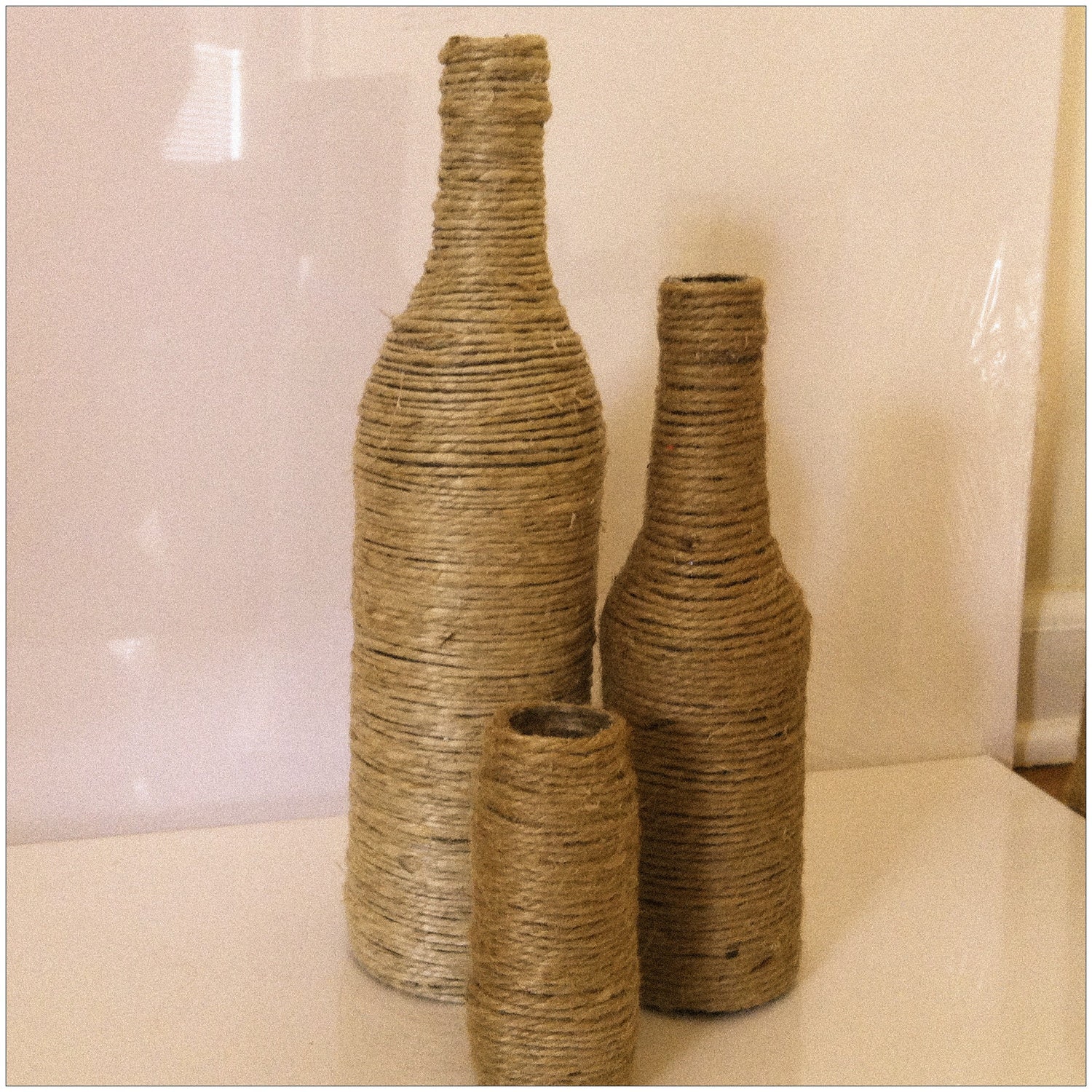 Decorative Hand Wrapped Twine Glass Bottles