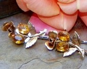 Unique 40's Gold Gatsby Bridal Roses Bobby Pins, Van Dell