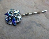 Decorative Blue Crystal Rhinestone Bridal Bobby Pin, Something Blue (1)