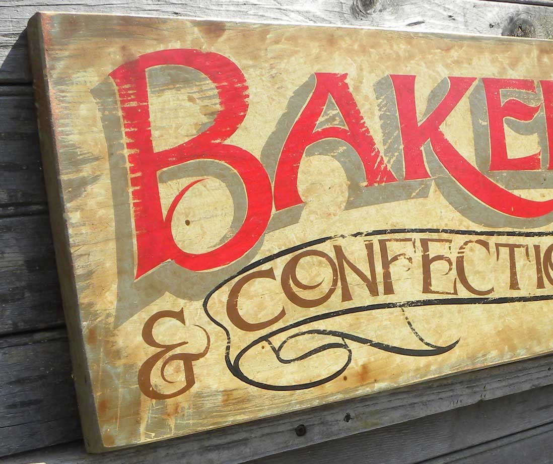 Bakery Sign, & confectionary, hand painted original, vintage sign, wall hanging,wooden art