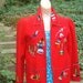 40's Red Wool Embroidered Fiesta Jacket -Mexicana - Rockabilly- VLV- Medium