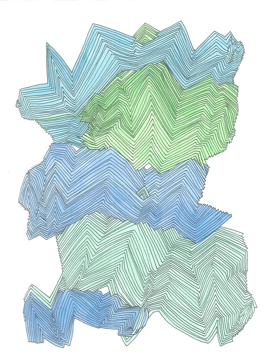 February 22, 2012 (Family Resemblance 3) - original ink and watercolor drawing