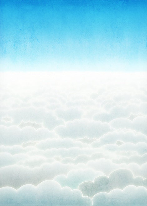 Illustration - Looking for something - art illustration, Love, Art prints, Love illustration, Art Posters, Wall art, turquoise, sky, clouds