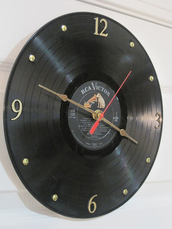 ELVIS PRESLEY Vinyl LP record album clock. Blue by RecyclingTime