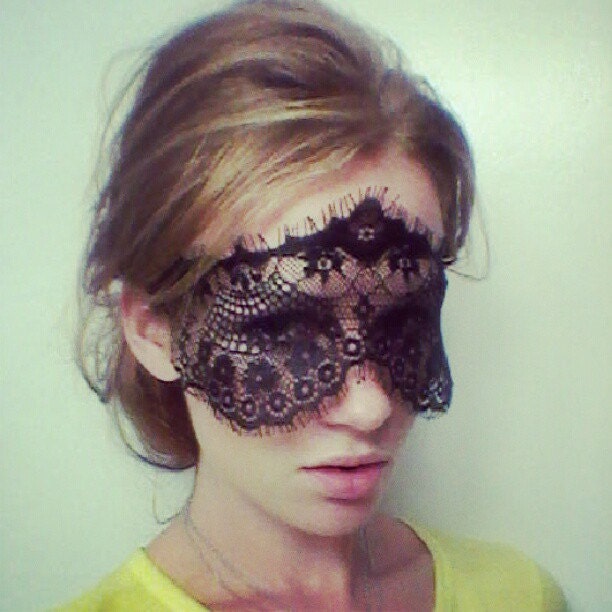 Dramatic Black Lace Face Mask or Headband Perfect for Masquerade or New Year 2013 Celebrations