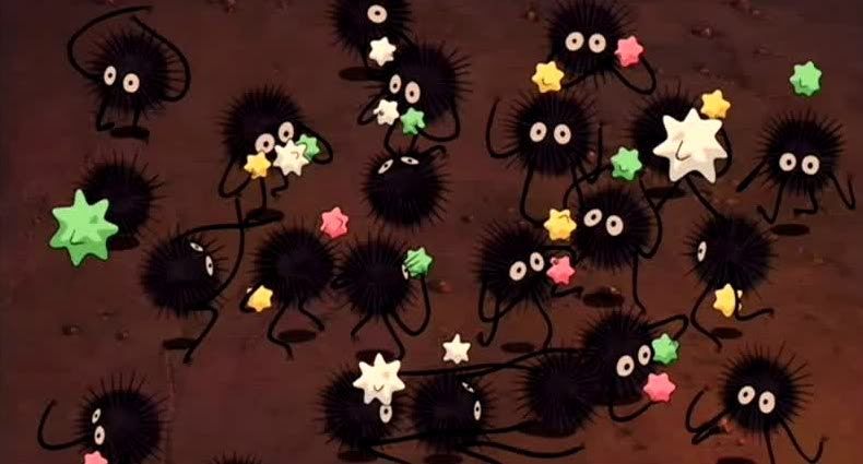 Soot ball earrings, soot sprites, Spirited Away inspired geek jewelry