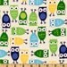 Owl Tree Nursery Owls Toss on Pink Cotton Flannel Fabric by the yard
