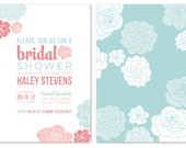 Bridal Shower Invitation - Pink & Blue Flowers