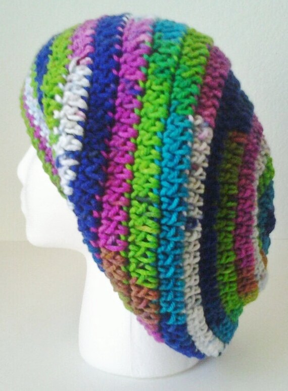 Crochet Oversized Slouchy Hat - Rainbow/Tie Dye/Psychedelic Colors