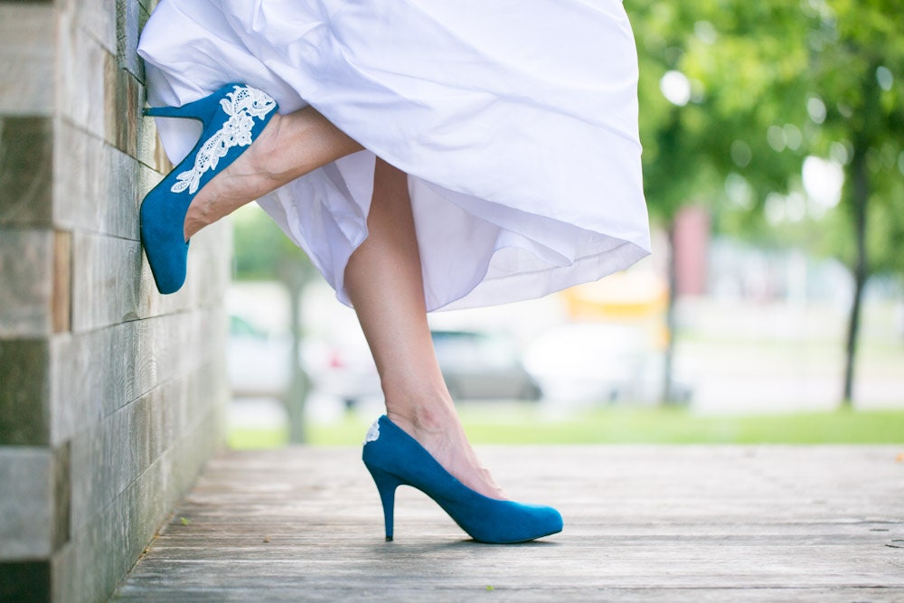 Wedding Shoes Ivory Bridal Heels with Ivory Lace by walkinonair